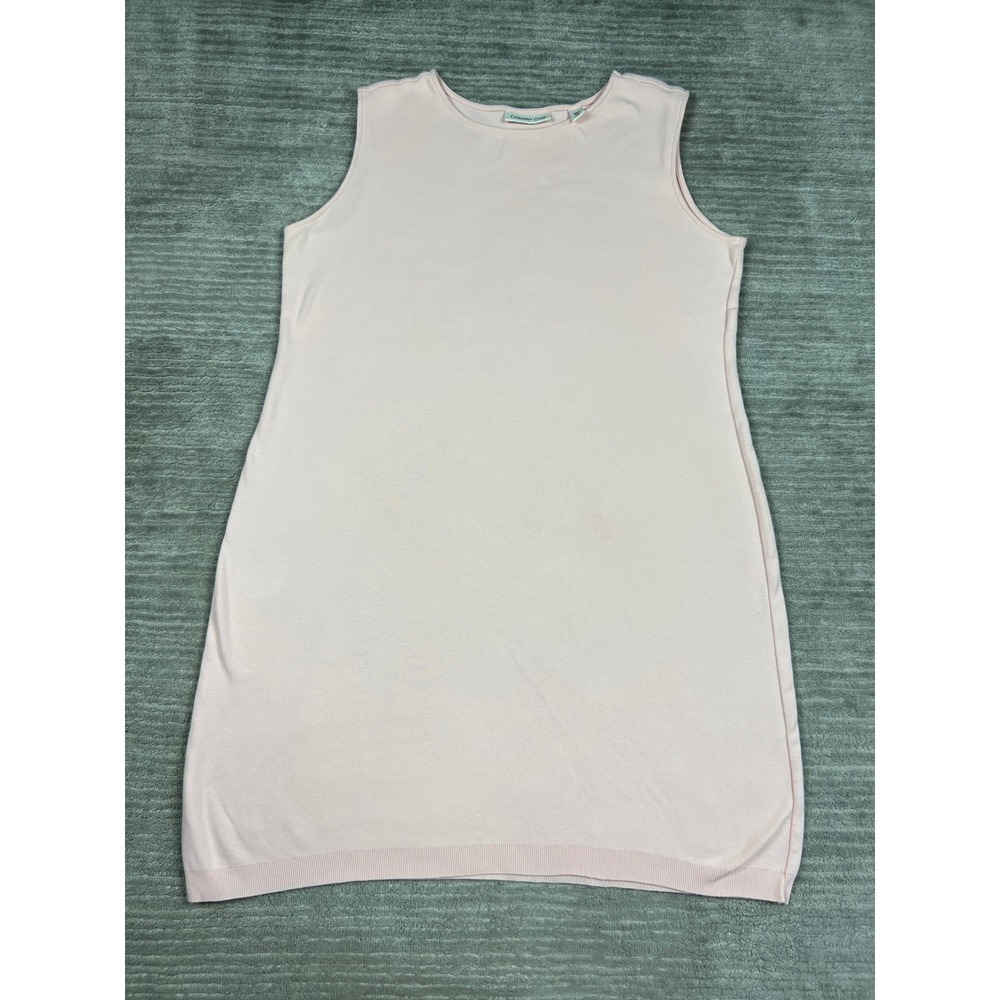 Coldwater Creek Knit Dress Womens XL Pink Sleeveless Round Neck Ribbed Hem Solid